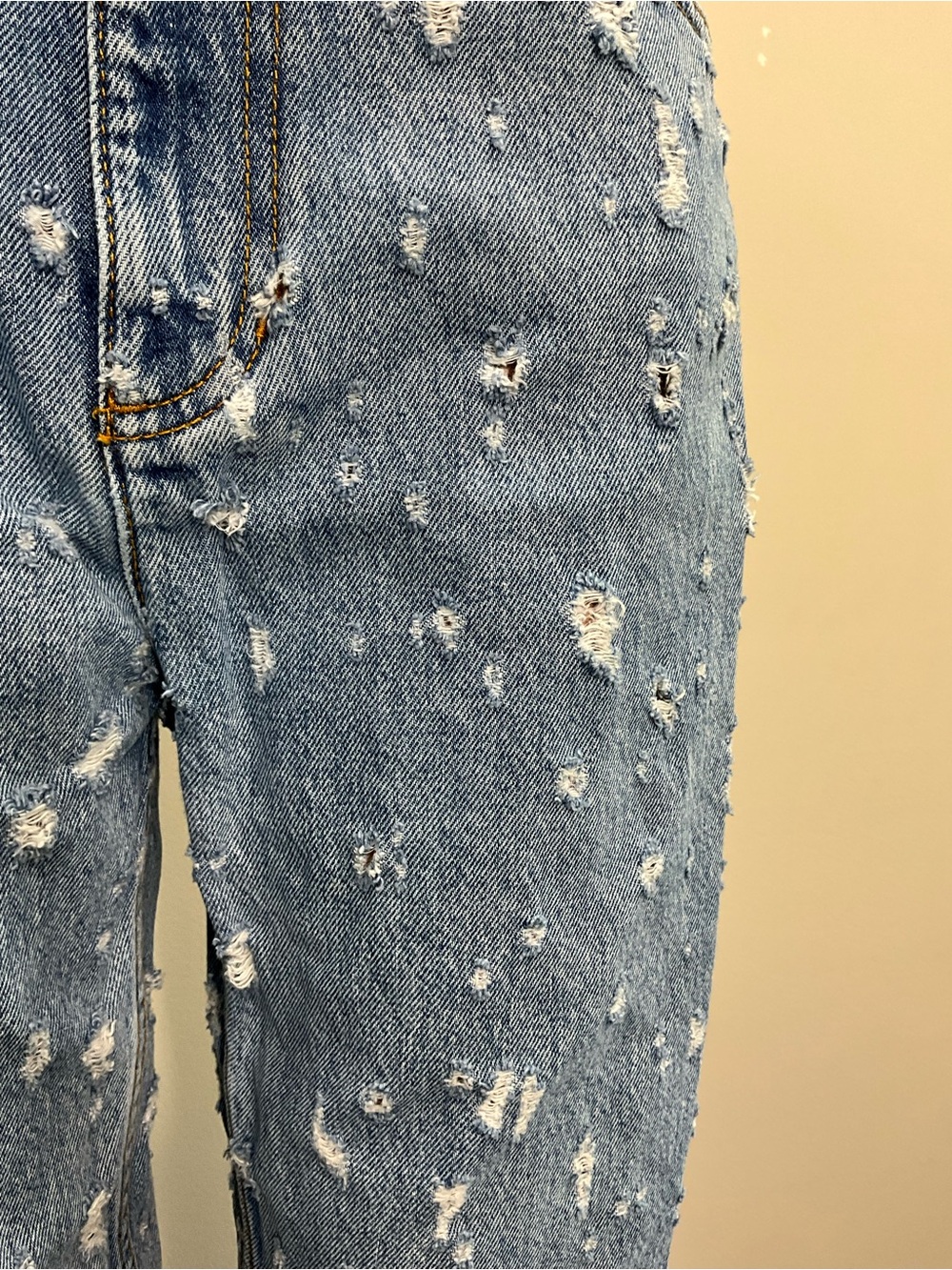 SANDRO Ruthy Distressed High Rise Wide Leg Jeans Light Wash Size 40 - Picture 5 of 9